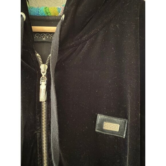 Coogie Black Velour Zip Up Jacket Tracksuit Sporty 3D Knit Multicolor Casual 3XL - Picture 7 of 10